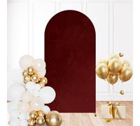 6.6FT Wedding Arch Backdrop Cover Burgundy Acrylic Watercolor Marble Shiny Spandex Fitted Round Top Backdrop Stand Cover for Birthday Party Ceremony Banquet Decoration
