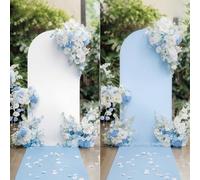 6.6ft Wedding Arch Cover Dual-Sided Color Round Top Arch Backdrop Stands with Zipper Elastic Backdrop Cover for Birthday Party Ceremony Banquet Decor Hand Or Machine Wash White+Blue