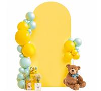 6.6FT Wedding Arch Cover Yellow Gold Spandex Fitted Wedding Arch Stand Covers Round Top Chiara Backdrop Cover for Birthday Party Ceremony Banquet Decoration