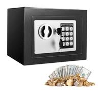 6.6L Digital Steel Safe, Safe Boxes for Home Use, Black Mini Safe for Kids | Lock Box with Code Keys, Electronic Security Home Office Money Cash Safety Box with 2 keys, Wall Safes 230mmx170mmx170mm