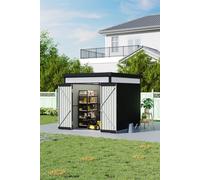 6.6x8.5 ft Metal Garden Tool Storage Shed With Double Door & Daylight Roof Panel,Black Living and Home Charcoal One Size
