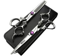 6/7/8/9-inch Professional Hair Clipper Set, Stainless Steel Sharp Hair Clippers, Hairdresser Specific Scissor (6 inches, 2 Pieces-C)