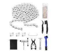 6 7 8 Speed Mountain Bike Chain for Road Riding Racing Cycling, Bicycle Chains Link Removal Tool Repair Kit, 3 Quick Links Breaker Plier Checker Cleaning Brushes, Change Gears Smoothly Maintenance