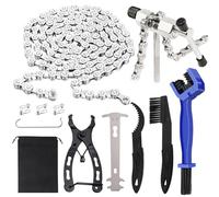 6 7 8 Speed Mountain Road Bike Chain 116 Links for MTB Racing Cycling | Bicycle Chains Removal Tool, Chain Cleaner Brush 3 Pairs Quick Link Splitter Breaker Plier Wear Checker Repair Kit