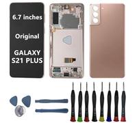 6.7" AMOLED Original for Samsung Galaxy S21 Plus Display Touch Screen Digitizer Assembly S21plus 5G SM-G996U SM-G996U1 SM-G996B Screen Replacement (with Gold Frame + Back Cove + Tools)