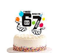6-7 Birthday Cake Topper, 7th Birthday Decorations, Funny 6-7 Meme Cake Decoration for Anniversary and Graduation Parties,20x16.5cm