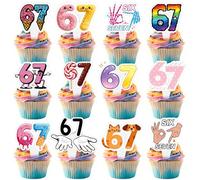 6 7 Birthday Decorations,24PCS 6 7 Cupcake Toppers Colorful Six Seven Birthday Cake Decorations Funny 6 7 Cake Topper for Kids' 6 7 Theme Party Supplies