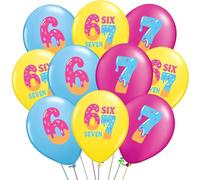 6 7 Birthday Decorations, 30 Pcs 6 7 Balloons with Ice Cream Print, 6 7 Meme Theme Party Supplies, Six Seven Balloon Set for 67 Birthday Party Decorations