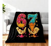 6 7 Blanket, 67 ICES Creams Drips Six Seven Meme Blanket, Funny Throw Blankets for Kids,Cute Meme 67 Flannel,Oversized & Lightweight Flannel Throw for Adults,Holiday ThrowBlanket for Bedding Couch