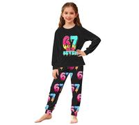 6 7 Christmas Jumper,Christmas Pjs 67 Meme Pyjamas Set Matching Christmas Pjs for Family Six Seven Number 6 7 Christmas Long Sleeve Pjs Jumper 2025 Tops and Pants 2 Piece Outfit Clothing
