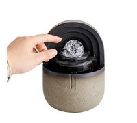 6.7”H Ceramic Tabletop Fountain with Glazed Finish and Rotating Crystal Ball, Indoor Zen Waterfall Decor with LED Light for Home Office Meditation(Black Plug Pump)