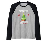 6 7 Identify as a Christmas Tree Fun Holiday Humor Design Raglan Baseball Tee