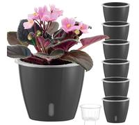 6.7 Inch Self-Watering Pots for Indoor Plants With Indicator - Transparent Wick Pot for Orchids and African Violets - 6-Pack Small Self-Watering Planter