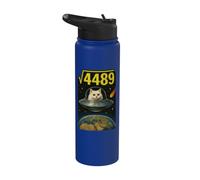 6 7 Joke Funny Cat UFO Space 67 Meme Square Root of 4489 Stainless Steel Insulated Water Bottle