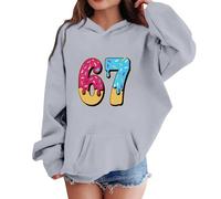 6 7 Meme Jumper Kids Long Sleeve 67 Hoodies Boys Girls Six Seven Hoodie Pullover Sweatshirt 6 7 Number Fashion Cute Print Hooded Jumpers with Pockets for Xmas Christmas Casual