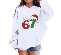 6 7 Meme Jumper Kids Long Sleeve 67 Hoodies Boys Girls Six Seven Hoodie Pullover Sweatshirt 6 7 Number Fashion Cute Print Hooded Jumpers with Pockets for Xmas Christmas Casual