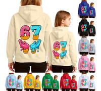 6 7 Meme Jumper Kids Long Sleeve 67 Hoodies Boys Girls Six Seven Hoodie Pullover Sweatshirt 6 7 Number Fashion Cute Print Hooded Jumpers with Pockets for Xmas Christmas Casual