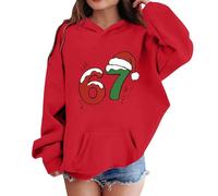 6 7 Meme Jumper Kids Long Sleeve 67 Hoodies Boys Girls Six Seven Hoodie Pullover Sweatshirt 6 7 Number Fashion Cute Print Hooded Jumpers with Pockets for Xmas Christmas Casual