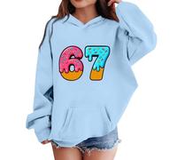 6 7 Meme Jumper Kids Long Sleeve 67 Hoodies Boys Girls Six Seven Hoodie Pullover Sweatshirt 6 7 Number Fashion Cute Print Hooded Jumpers with Pockets for Xmas Christmas Casual