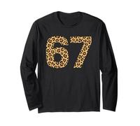 6-7 Meme Leopard Cheetah Cool Six-Seven Funny 67 Gen Z Alpha Long Sleeve T-Shirt