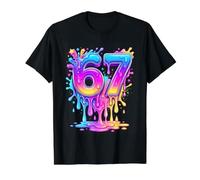 6 7 Meme Six Seven Ice Cream Drip Value Graphic T-Shirt, Men, Black, L