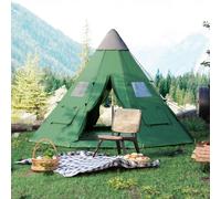 Outsunny 6-7 Person Large Family Party Camping Tent W/ Carrying Bag, Green, Green