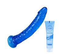 6.7‘’ Realistic Beginner Small Blue Dildo,Soft Cock with Curved Shaft for Vaginal G spot Stimulation Body-Safe Material Penis with Strong Suction Cup for Hands-Free Women Men Couples Sex Toy