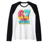 6 7 Six Seven Ice Cream Drip Sprinkles Funny Boys 67 Meme Raglan Baseball Tee