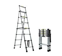6+7 Step Ladder,6.6ft + 7.5ft Ladders Extendable Telescopic Loft Ladder Multi-Purpose Ladder,Portable and Foldable,Easy to Store,Max Loading 330Lbs