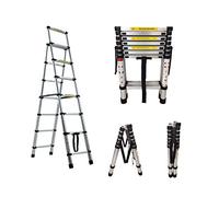 6+7 Steps Aluminum Telescopic A Frame Ladder 2M to 2.3M Extension Multi Purpose Folding Herringbone Design for Home DIY and Professional Use
