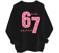 6 7 Sweatshirt Six Seven Hoodie Funny Number Meme Sweatshirt Black