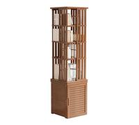 6/7 Tier Rotating Bookshelf, 360° Revolving Bookcase Tower, Floor Standing Display Storage Rack, Bamboo Corner Book Shelf Organizer with Storage Cabinet, for Small Space(Brown,6 Tier 14.1x1