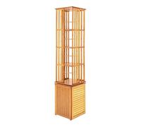 6/7 Tier Rotating Bookshelf, 360° Revolving Bookcase Tower, Floor Standing Display Storage Rack, Bamboo Corner Book Shelf Organizer with Storage Cabinet, for Small Space(Wood,6 Tier 14.1x14