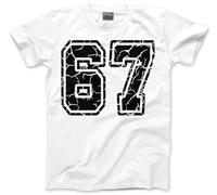 6 7 Tshirt for Kids - 67 6-7 College Numbers Slogan T-Shirt - Six Seven Distressed Graphic Tee Internet Meme Fun Number Day Top - 7-8 Years White