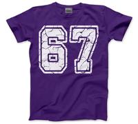6 7 Tshirt for Kids - 67 6-7 College Numbers Slogan T-Shirt - Six Seven Distressed Graphic Tee Internet Meme Fun Number Day Top - 7-8 Years Purple
