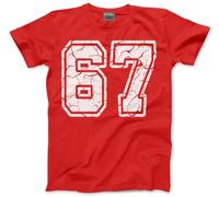 6 7 Tshirt for Kids, Teens and Adults - 67 6-7 College Numbers Slogan T-Shirt - Six Seven Distressed Graphic Tee Internet Meme Fun Number Day Top - 9-11 Years Red
