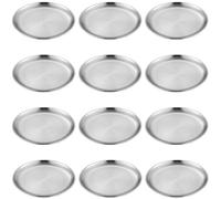 6.7 X 0.6 in Pet Feeding Dish, 12 Pcs Stainless Steel Cat Bowls, Shallow Whisker-Friendly Cat Feeding Bowl for Kittens Stray Ferrets