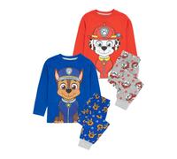 (6-7 Years, Blue/Red/Grey) Paw Patrol Childrens/Kids Chase & Marshall Long Pyjama Set (Pack of 2)