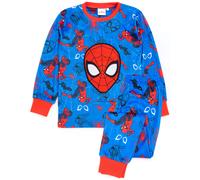 Marvel Spider-Man Pyjamas Boys Super Soft Fleece | Kids Superhero Blue Red Character All Over Print T-Shirt Trousers Pjs | Comics Clothing Gift 6-7 Years
