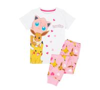 (6-7 Years, White/Pink) Pokemon Girls Besties Long Leg Pyjama Set