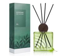 6.76 oz Green Tea Scent Diffusers with 8 Fiber Sticks,200ml Reed Diffuser for Bathroom Room Air Freshener, Last up for 40 Days