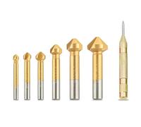 6/7Pcs 90 Degree 3 Flute 6.3-20.5mm Countersink Drill Bits Chamfer Cutter End Mill Cutting Tool Working Set Edge Trimming