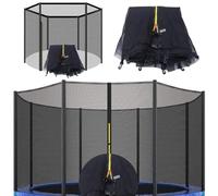 6/8/10/12/13/14/16 FT Trampoline Net, Replacement Shell Safety Net for Straight Pole Round Frame Trampoline, Nylon Barrier Net Parts with Double Zips and Protective Buckles, Net Only(10ft-8 Poles)