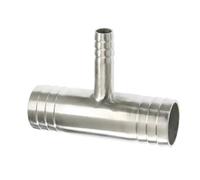6 8 10 12 14 16 19 20 25 32 38-51mm Hose Barb Reducer Tee 3 Ways Splitter 304 Stainless Steel Hosetail Connector Coupler Fitting(10-8-10mm)