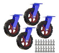 6" 8" 10" 12" Caster Wheels Set Of 4, Heavy Duty Rubber Wheel With Brakes, 2000 Pounds Capacity Per Industrial Caster, For Carts Dolly Workbench Trolley