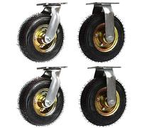 6/8/10" Heavy Dutyor Wheels 4 X Rubbered Trolley Wheels Thicken Wear -Resistant Swiveltransporter Pneumaticer Wheel/Fi*Ed+Swivel/200Mm/8In