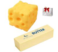 6/8/10cm Cheese Squishy, Slow Rising SquishyYellow Big Cheese, for Stress Relief Adults Desk (Cheese Squishy+Butter Squishy,8CM(Cheese Squishy))