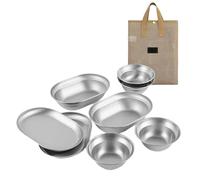 6/8/10PCS Camping Dinner Set Metal Plate Practical Picnic Cooking Camping and Travel Dishwasher Safe Dish Shatterproof Plate