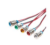 6/8/12/16/19/22mm Metal LED Indicator Light Signal Lamp With Wire 6V 12V 24V 110V 220V red/yellow/blue/green/white IDGTTLDF(Red,8MM_110V-220V)