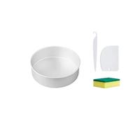 6/8/12 Inch Fixed Base Cake Pan/Tin Round Bake Pan | With Scrub Sponge Cake Scraper/Stripping Cheesecake Mould(8 inch)